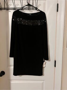 Jump Black Long Sleeve Dress with Sequin Band